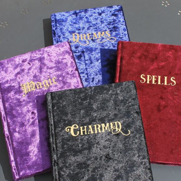 Grimoire Book of Shadows 4-Pc Journal Set Velveteen Dreams Spells Magic Charmed - Picture 2 of 7